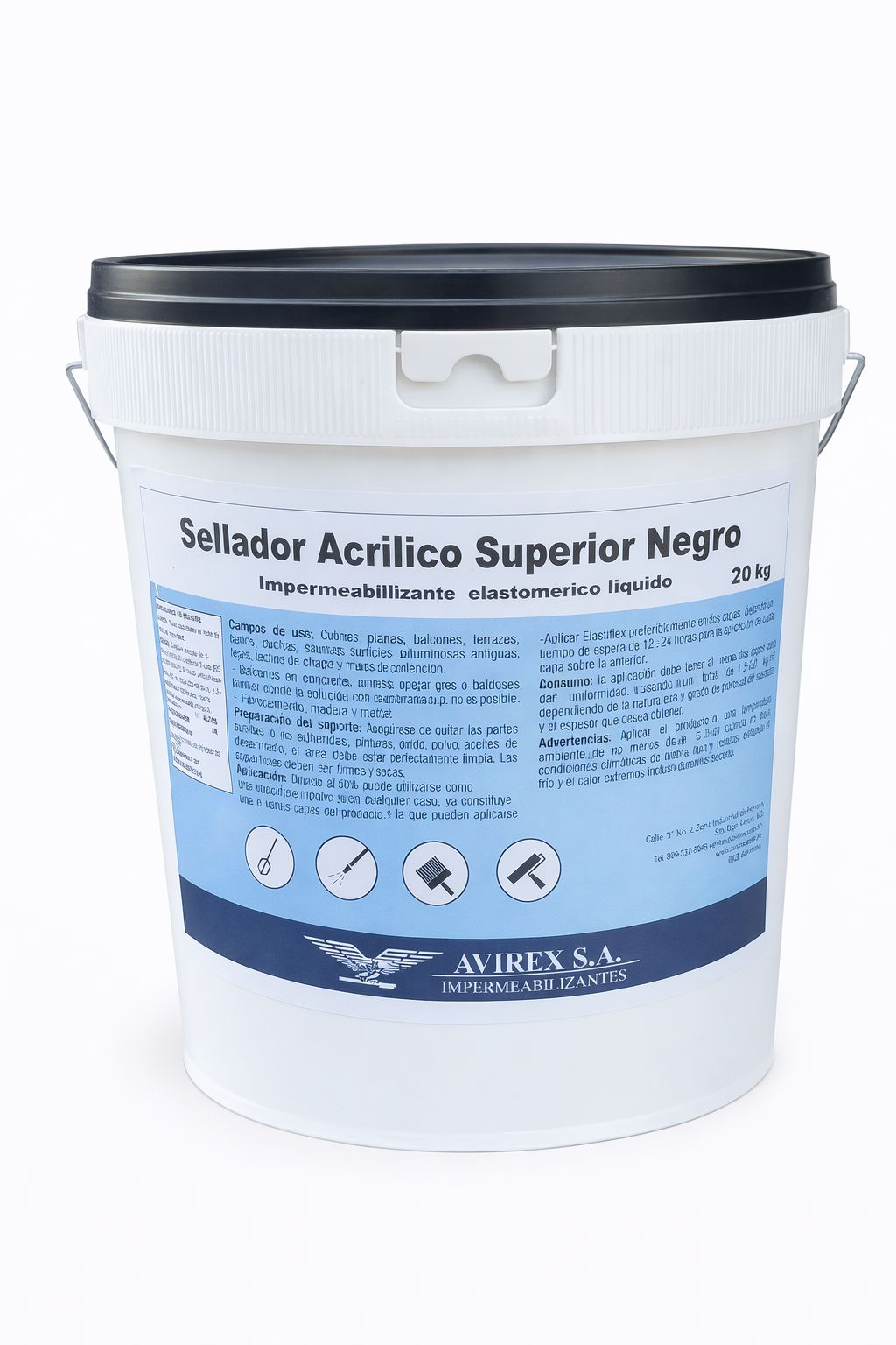 Sellador  Acr&iacute;lico Superior Negro 20kg